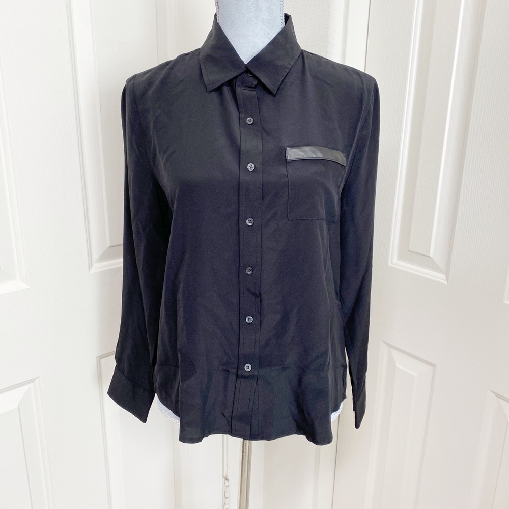 THE SHIRT BY ROCHELLE BEHRENS 100% silk black blouse